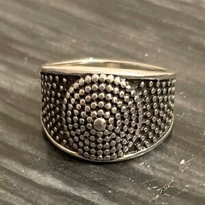 Vintage Silver Tone Boho Southwestern Conical Caviar Cuff Textured Ring Size 6.5